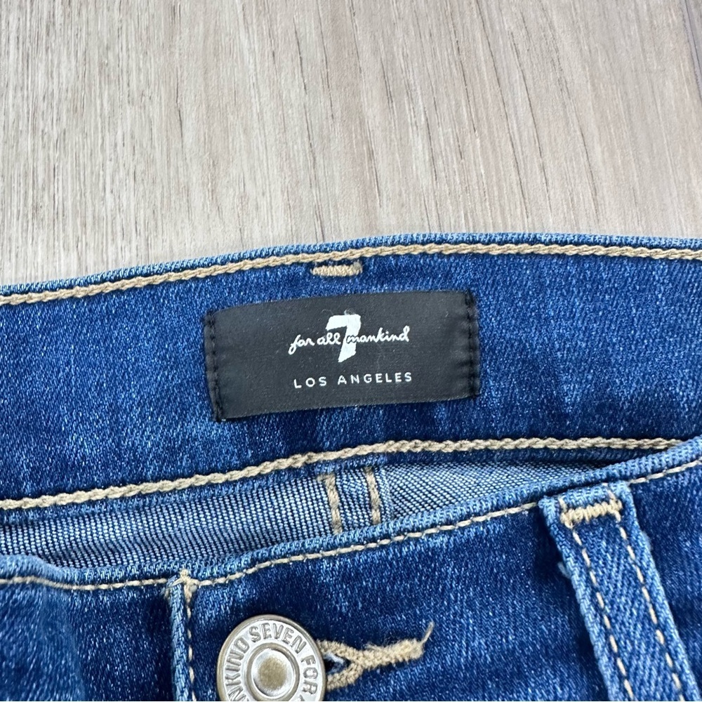 7 for all mankind cropped Alexa jeans with cut hem medium wash blue size 24 - Picture 6 of 10